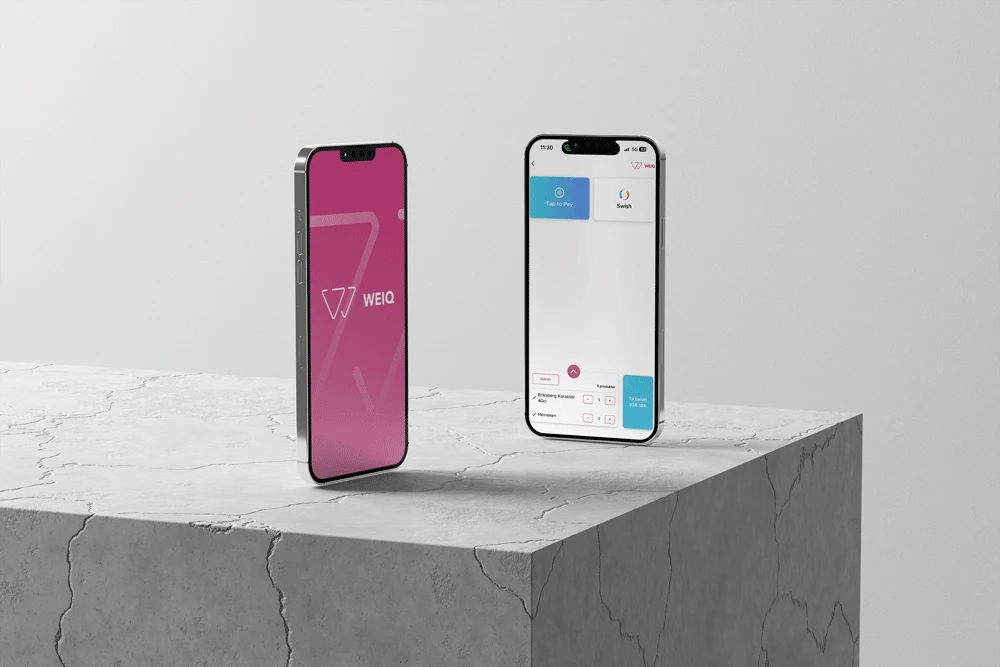 En smartphone som visar WEIQs gränssnitt för QR-beställningar vid bordet
